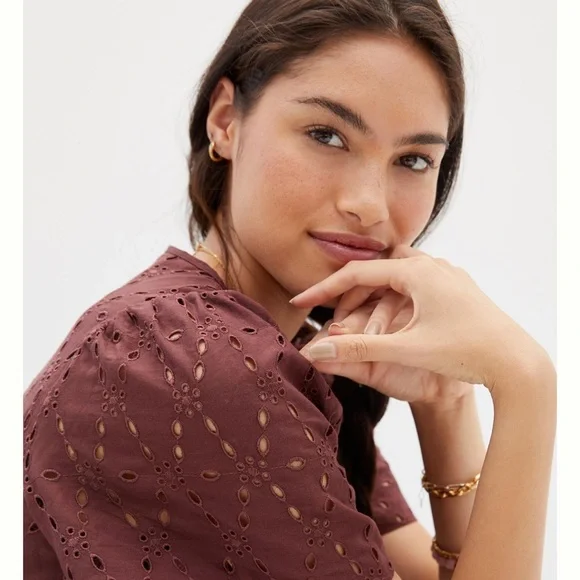 Anthropologie The Somerset Maxi Dress Eyelet Edition Tiered Smocked Waist - Picture 5 of 8